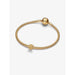 Gold sun charm styled on a Pandora Moments snake chain bracelet.