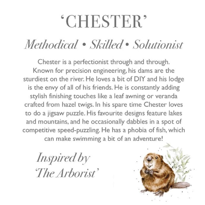 Wrendale Designs Chester Beaver Character Plush, adorable soft beaver stuffed animal with charming woodland-inspired details.