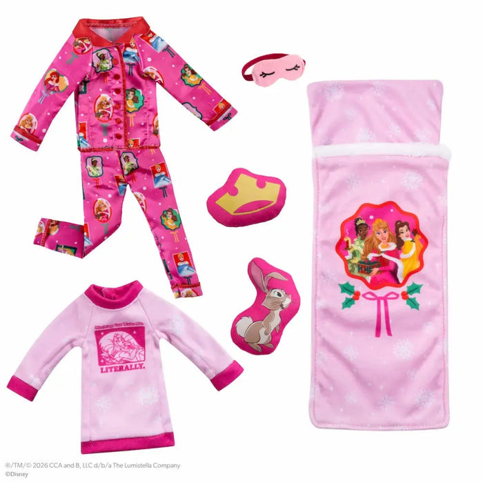 Elf on the Shelf Disney Princess Royal Slumber Party Set featuring a magical princess-themed playset for imaginative holiday fun.
