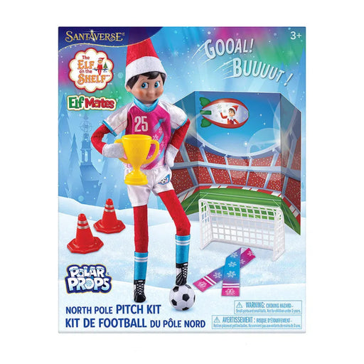Elf on the Shelf Polar Props North Pole Pitch Kit packaging with an elf character holding a trophy.