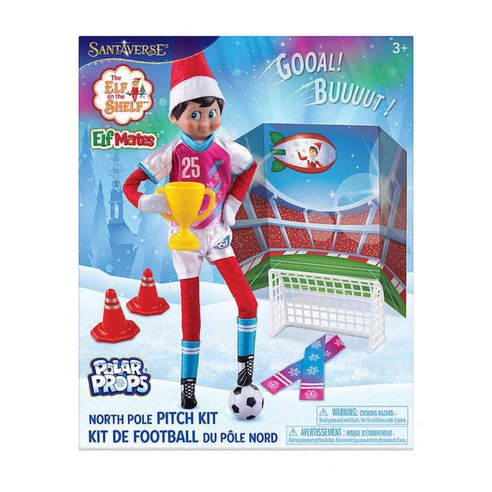 Elf on the Shelf Polar Props North Pole Pitch Kit packaging with an elf character holding a trophy.