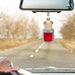 Crimson Aura Car Freshioner Hanging on a rearview mirror