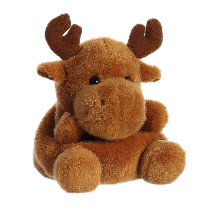 Palm Pals Cinnamon Moose plush from a front angle highlighting cute face and plush texture