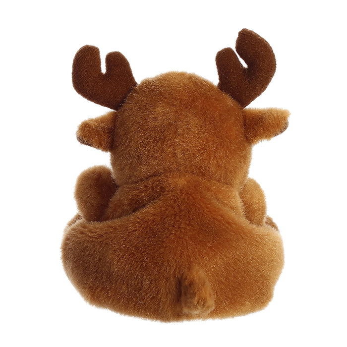 Back view of Palm Pals Cinnamon Moose plush showing rounded shape and soft fabric
