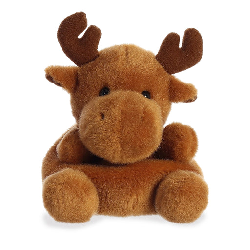 Palm Pals Cinnamon Moose plush toy sitting upright with soft brown fur and small antlers