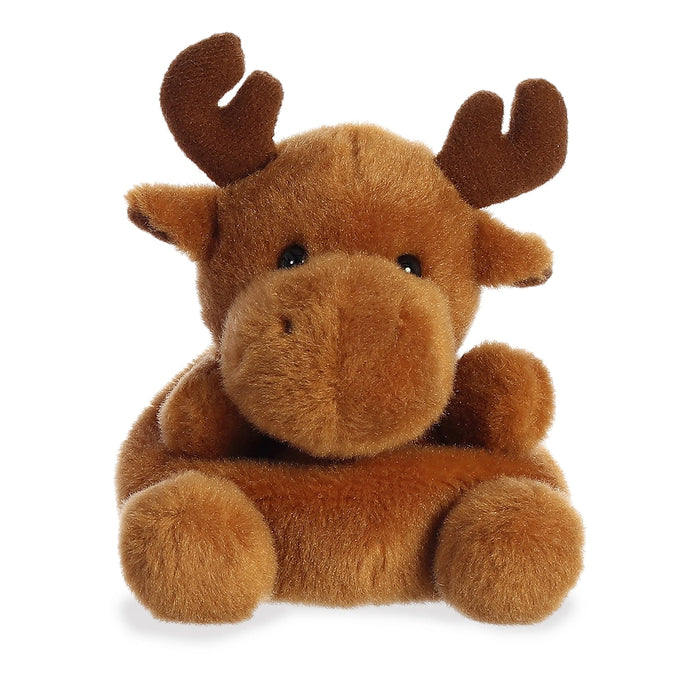 Palm Pals Cinnamon Moose plush toy sitting upright with soft brown fur and small antlers