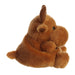 Side view of Palm Pals Cinnamon Moose plush showing rounded body and soft antlers