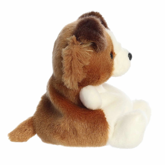 Side view of Palm Pals Fia Sheltie plush showing fluffy ears and compact size