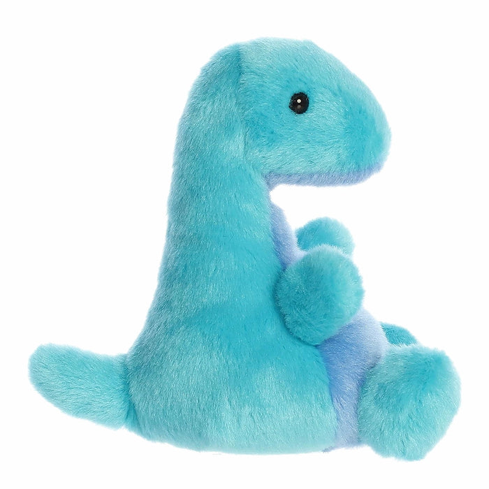 Side view of Palm Pals Glen Loch Ness Monster plush with rounded snout and soft fabric