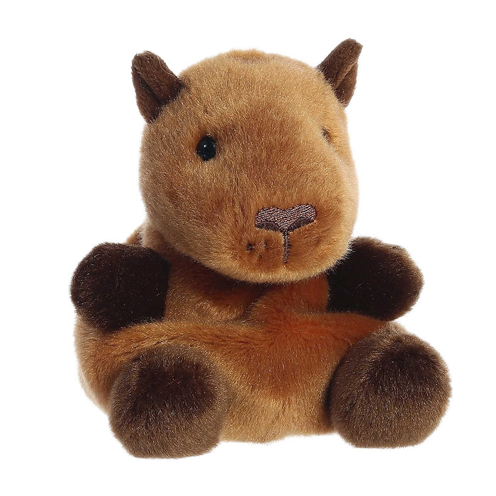 Angled view of Palm Pals Sid Capybara plush highlighting cute facial details