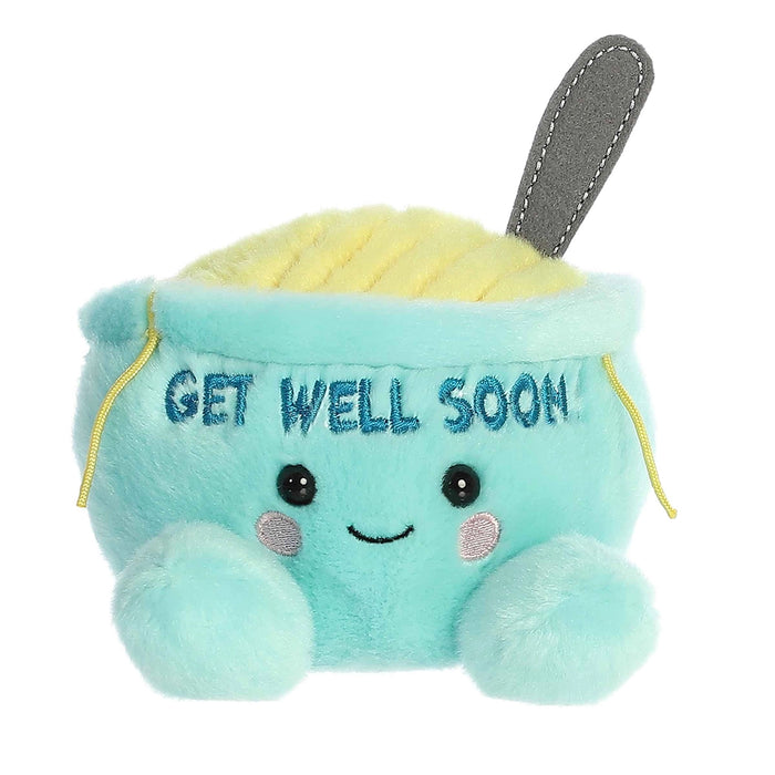 Palm Pals Welly Chicken Soup plush with smiling face and embroidered Get Well Soon message
