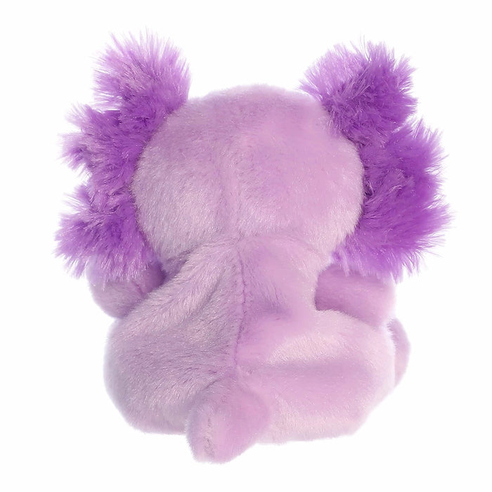 Back view of Palm Pals Xavier Purple Axolotl plush with soft purple fabric and tail