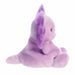 Side view of Palm Pals Xavier Purple Axolotl plush showing frilled gills and rounded body