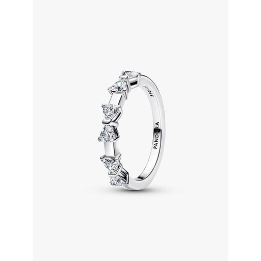 Pandora Bow Station Ring side view in sterling silver with sparkling cubic zirconia bow stations