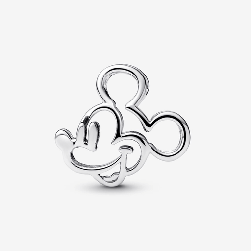 Pandora Disney Mickey Mouse Openwork Charm in sterling silver featuring iconic outline of Mickey Mouse face and ears