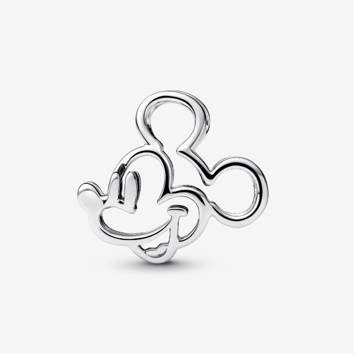 Pandora Disney Mickey Mouse Openwork Charm in sterling silver featuring iconic outline of Mickey Mouse face and ears