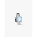 Close-up product image of the Pandora Seal Charm showing a sterling silver seal hugging a light blue man-made crystal.