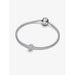 Sterling silver snake chain bracelet styled with the Pandora Textured Paw Mini Charm in paw print design.