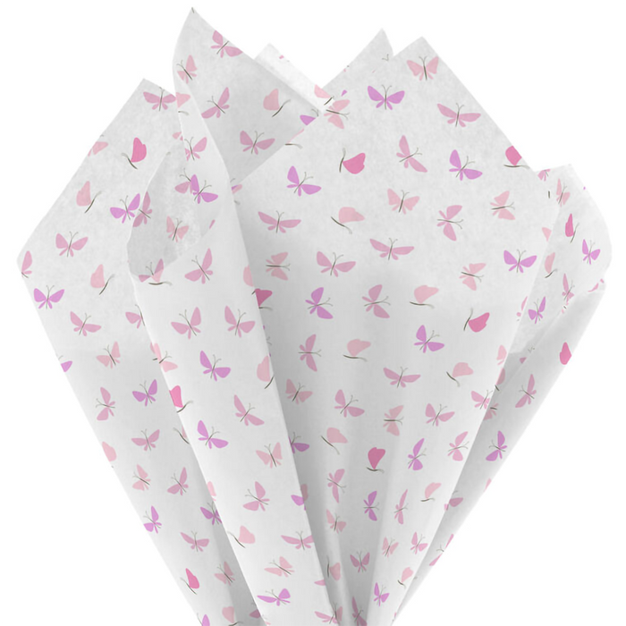 Hallmark : Pink Butterflies on White Mother's Day Tissue Paper, 6 sheets