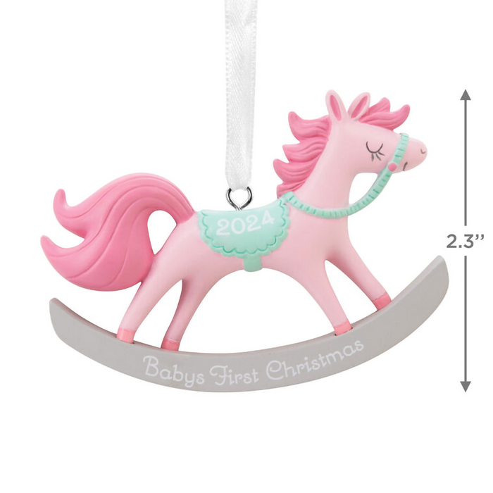 Hallmark : Baby Girl's First Christmas Rocking Horse 2024 Hallmark Ornament