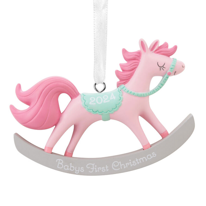 Hallmark : Baby Girl's First Christmas Rocking Horse 2024 Hallmark Ornament