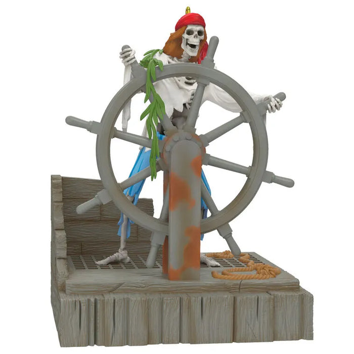 Hallmark 2026 Disney Pirates of the Caribbean Helmsman Skeleton ornament with red bandana and ship wheel