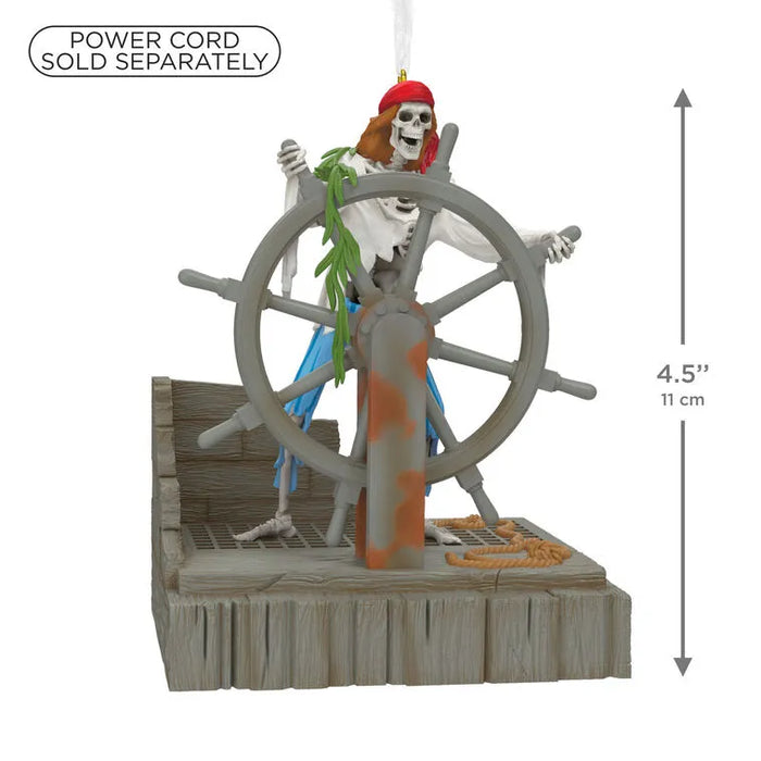 4.5 inch Hallmark Disney Pirates Helmsman Skeleton ornament with power cord sold separately note