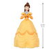 Hallmark Belle ornament size chart showing 3.75 inch height with yellow gown and orange trim