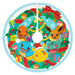 Front detail of Hallmark Pokémon tree skirt featuring Charmander Squirtle Bulbasaur Eevee and Pikachu in Santa hat