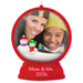 Front view of red Hallmark 2026 Mom and Me snow globe ornament with two snowmen and photo insert