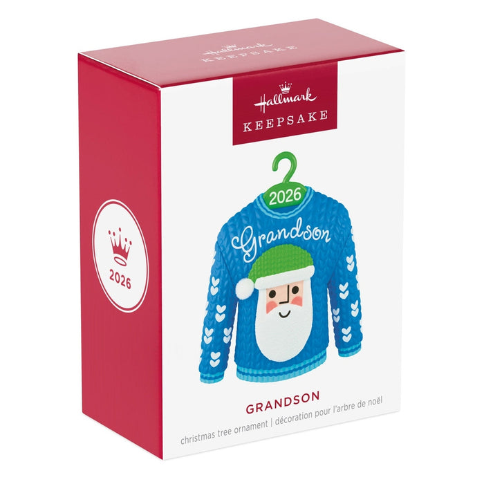 Hallmark : 2026 Keepsake Grandson Santa Sweater 2026 Ornament (135)