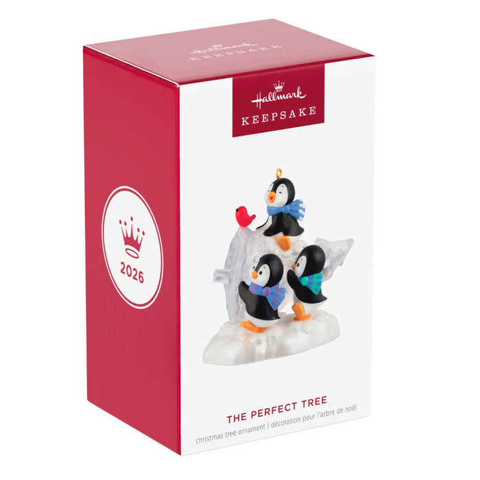 Hallmark 2025 penguin ornament in packaging on a white background