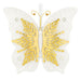 Butterfly-shaped decorative item with gold and white wings on a white background