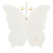 White butterfly-shaped product with gold accents on a white background