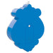 Back of glossy royal blue Cinderella pumpkin coach ornament with silver trim and embossed Disney copyright label