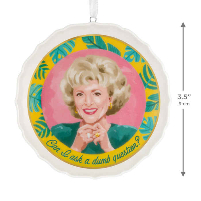 Decorative plate with a portrait of a woman and text on a colorful background