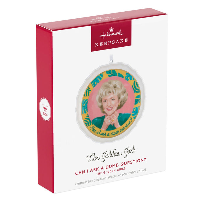 Hallmark Keepsake ornament packaging featuring a character from 'The Golden Girls' with a colorful design.