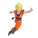 Action figure in orange and blue outfit with a white background