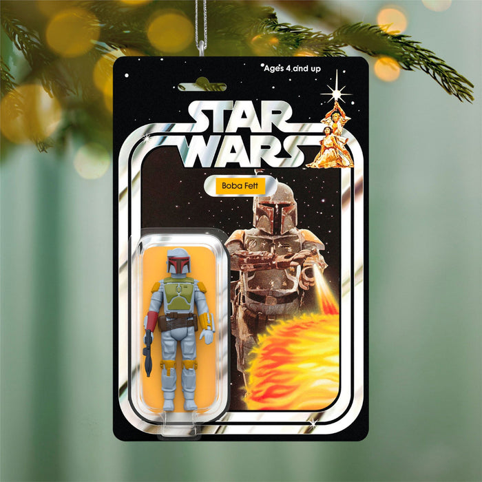 Star Wars Boba Fett action figure packaging on a green background