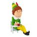 Three-quarter view of Buddy the Elf ornament highlighting facial expression and gold trim details