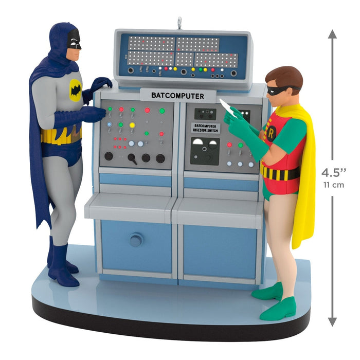 2026 Hallmark Batman Classic TV Series Batcomputer ornament with light and sound featuring Batman and Robin figurines