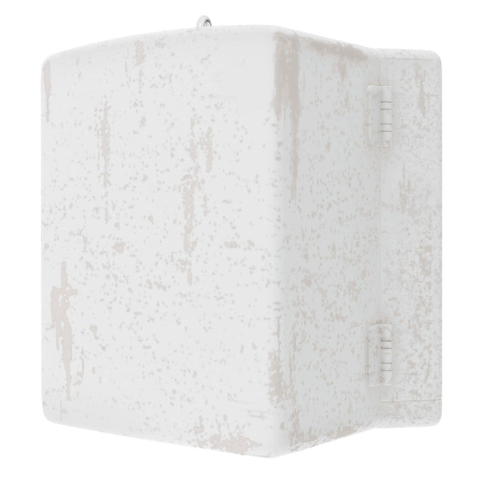 Textured white cube on a white background