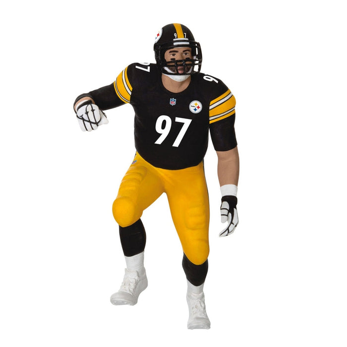 Glossy plastic Cameron Heyward 2026 Hallmark ornament in dynamic playmaking pose