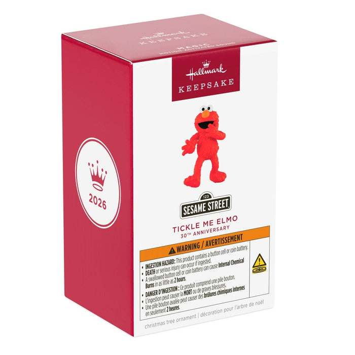 2026 Hallmark Sesame Street Tickle Me Elmo 30th Anniversary keepsake ornament box front