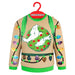 Beige textured plastic Ghostbusters sweater ornament with multicolored bulb details
