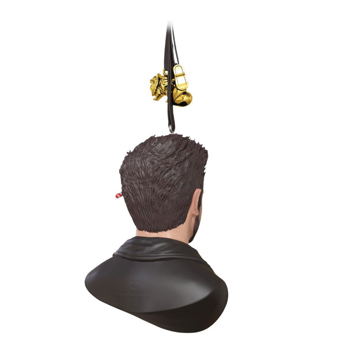 Bust of a person with a gold key on a white background