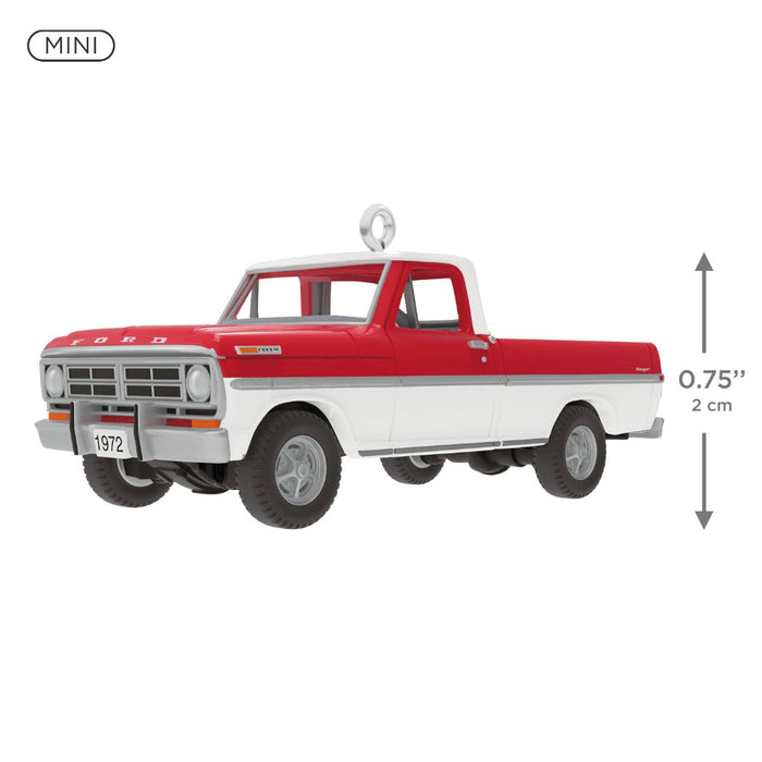Model of a red and white truck with dimensions indicated on a white background