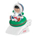 Christmas ornament featuring a child in a snowy scene with a dog, on a white background.