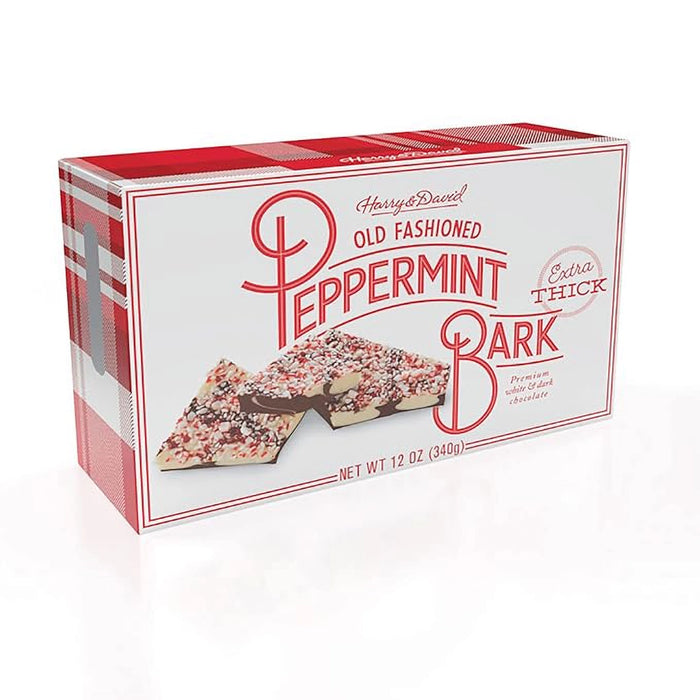 Box of Harry & David Old Fashioned Peppermint Bark on a white background