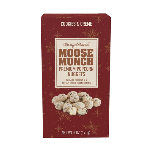 Box of Harry & David Moose Munch Premium Popcorn Nuggets on a white background